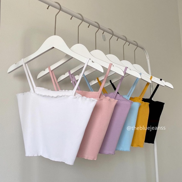 Áo 2 dây cuốn biên vải cotton mịn - Ảnh thật kèm clip | BigBuy360 - bigbuy360.vn