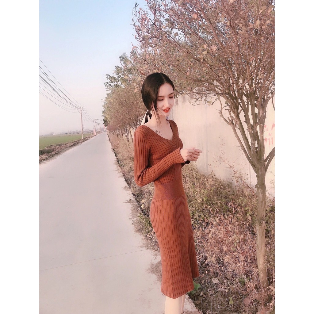 Váy Len Body Phong Cách Hàn Quốc Thời Trang Thu Đong Quảng Châu 2020