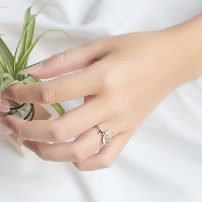 Bộ Trang Sức Gồm Dây Chuyền/ Lắc Tay/ Nhẫn/ Khuyên Tai/ Vòng Tay Mặt Hình Lá Phong Cách Hàn Quốc