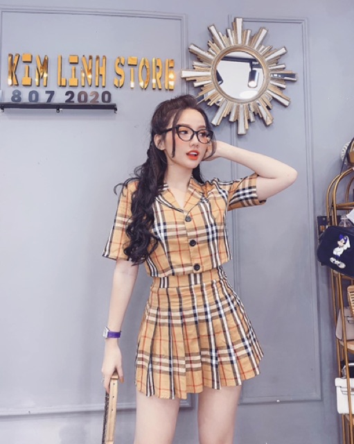 Sét vét caro bbr chân váy dập ly | BigBuy360 - bigbuy360.vn