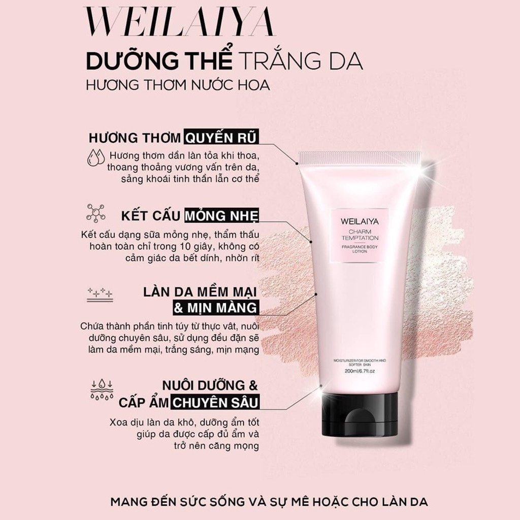 Sữa dưỡng thể nước hoa 3 tầng hương WEILAIYA fragrance body lotion 200ml