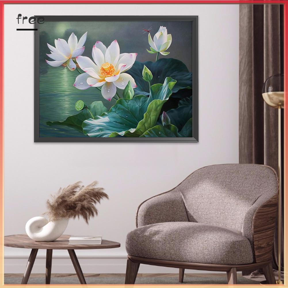 Tranh Thêu Chữ Thập Hình Hoa Sen 11ct 50x40cm | BigBuy360 - bigbuy360.vn