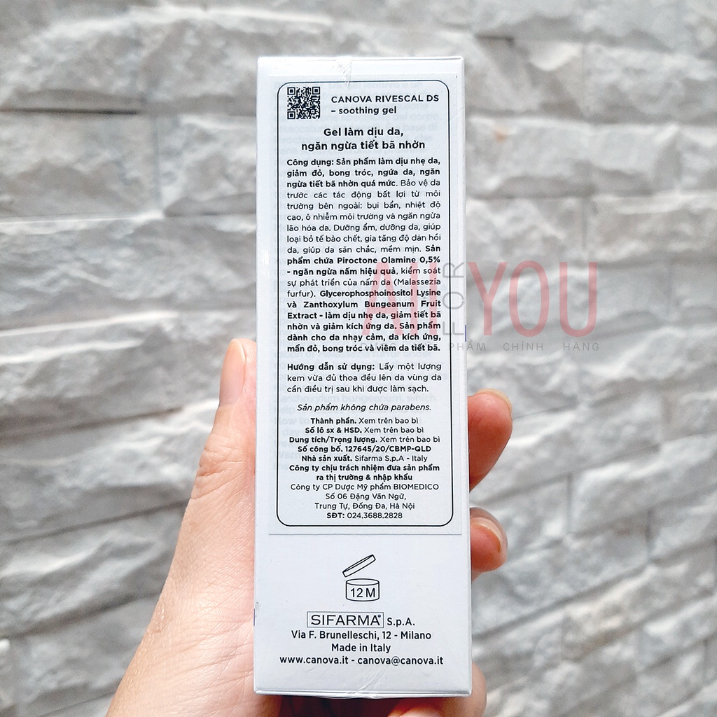CANOVA Rivescal DS Soothing Gel 50mL - Gel Chống Nấm Làm Dịu Da, Ngăn Ngừa Tiết Bã Nhờn.
