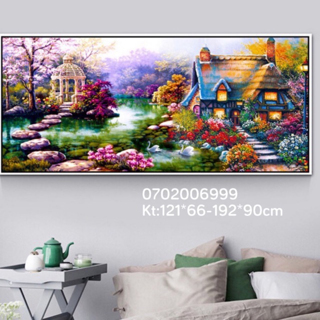 Tranh thêu chữ thập Ngôi nhà hạnh phúc kt 172-90cm