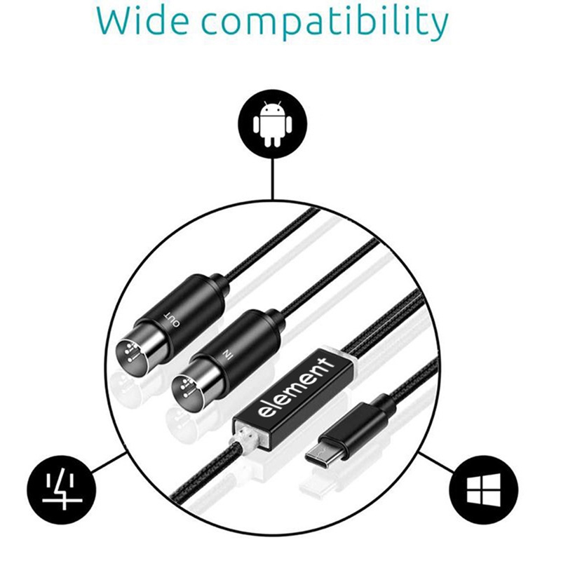 Cáp Chuyển Đổi MIDI Sang USB C Có Đèn Báo Cho Đàn Organ Điện