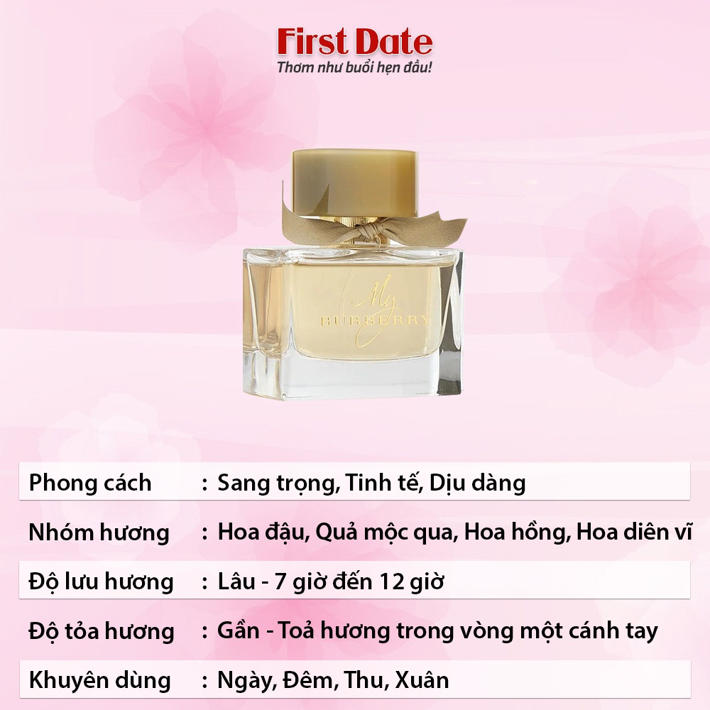 Nước hoa nữ My Burberry - Dầu thơm quyến rũ, hương thơm tinh tế sang trọng First Date