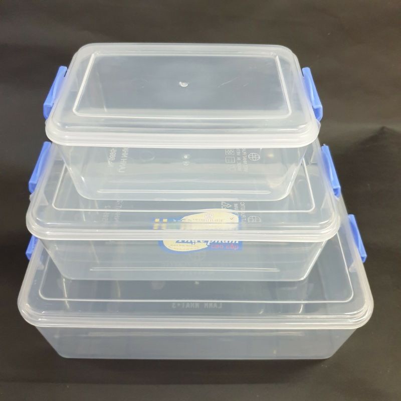 Bộ 3 hộp đựng thực phẩm cao cấp nhựa Việt nhật có tai khoá