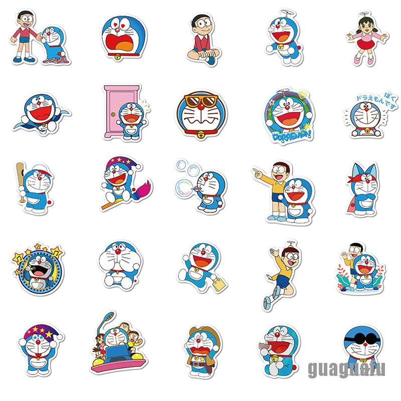 Bộ 50 hình dán Doraemon trang trí laptop/xe máy/xe hơi xinh xắn