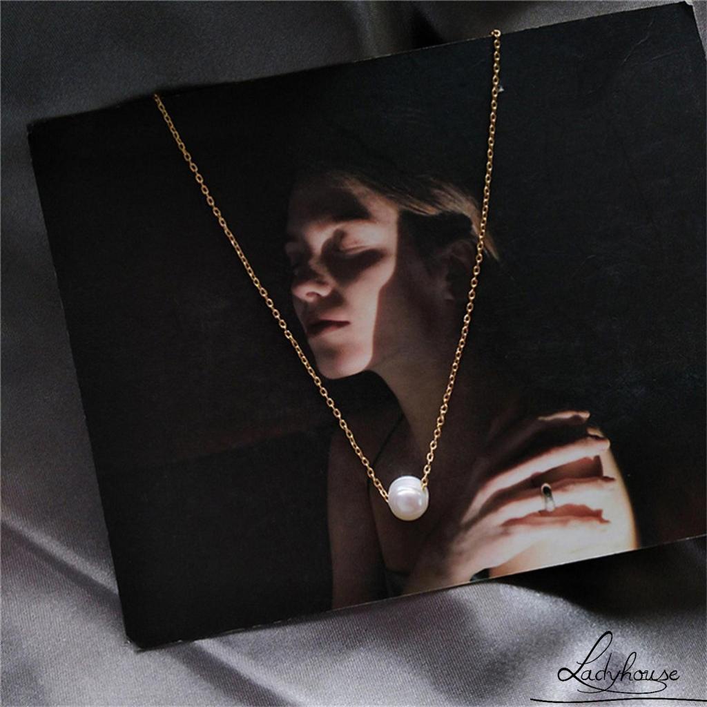 LD-Gold Plated Clavicle Chain Freshwater Cultured Pearls Cubic Zirconia Pendant Choker Necklaces Gift for Women Girls