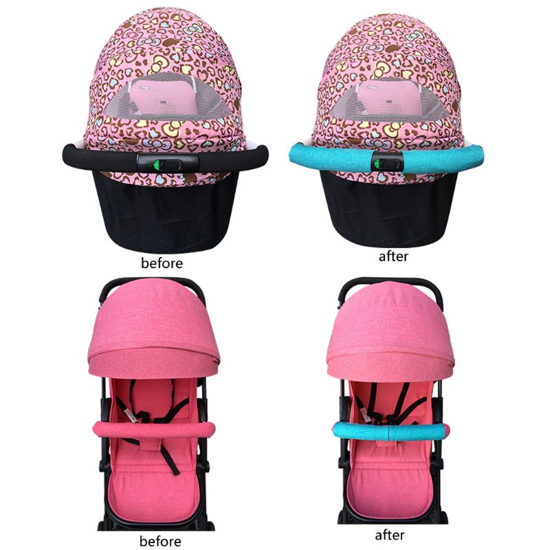 Bộ 2 Vỏ Bọc Tay Cầm Xe Đẩy Em Bé Chất Liệu Cotton Lanh Tiện Dụng