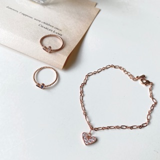 [ancafe.shop] lắc tay , nữ, đính đá, mặt tim