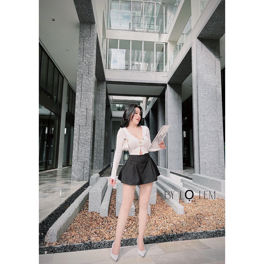 ÁO thun xốp nữ đính nút kiễu tay dài phối túi giã hot 74