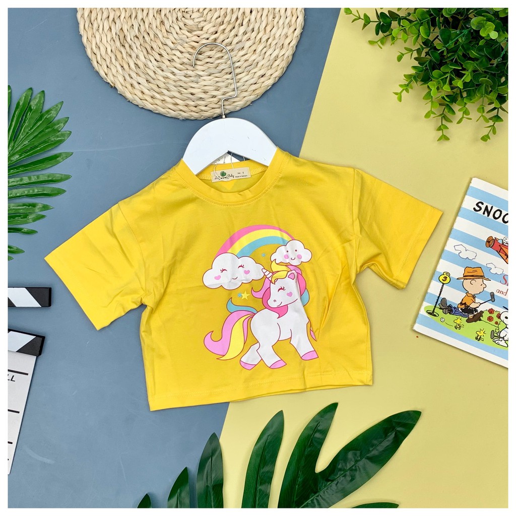 Hàng Hè 2021: Áo Croptop Bé Gái in hình mèo, cầu vông thương hiêu Litibaby size 1-8, dành cho bạn từ 9kg đến 25kg