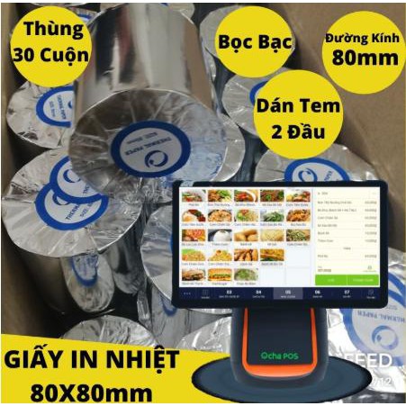 (30 Cuộn/Thùng) Giấy In Bill Nhiệt K80x80 Mực Đen Dùng Máy Pos Ocha