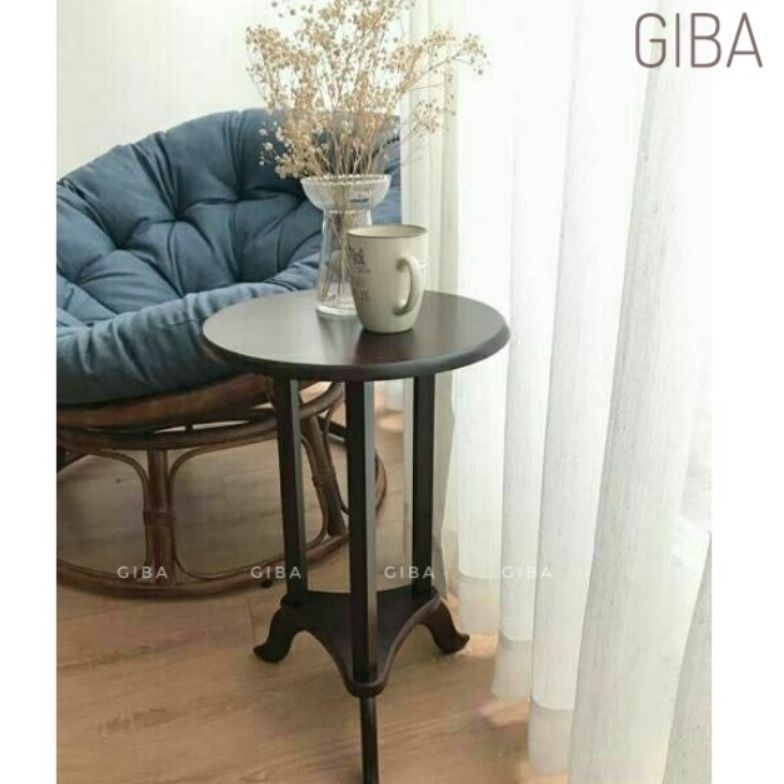 Bàn gỗ 3 chân dùng trang trí nội thất, 2 màu nâu/vàng GIBA - Cao 52.8cm