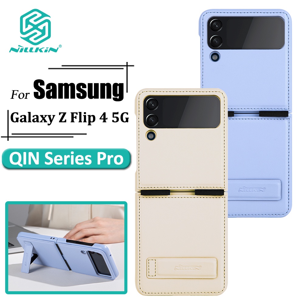 Bao da điện thoại Samsung Galaxy Z Flip 4 Nillkin Qin leather case（Vegan leather）Gấp Gọn Bằng Da Cao Cấp Chống Sốc