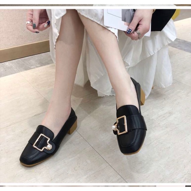 (Ảnh thật) CÓ SẴN Giày da nữ mũi vuông vintage 2020 | BigBuy360 - bigbuy360.vn