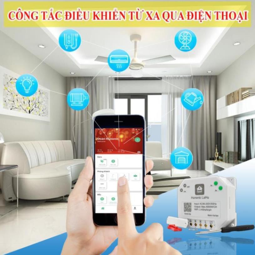 [BH 12 THÁNG] Công Tắc Điện Thông Minh Hunonic Lahu 2 Kênh│Công tắc wifi điều khiển từ xa qua điện thoại