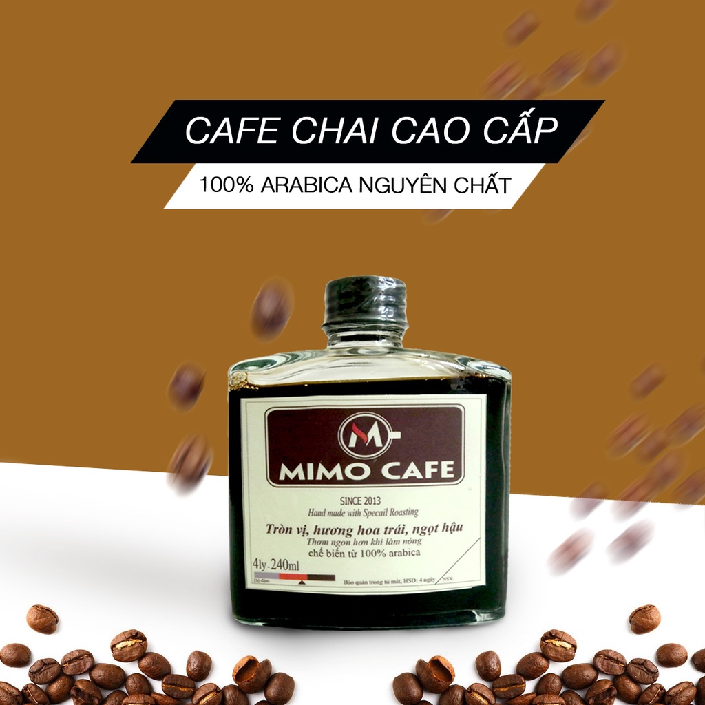 Cà phê đóng chai rang mộc nguyên chất Hạt Arabica 100% chai 240ml - Hỗ Trợ Giảm Cân - Mimo Cafe