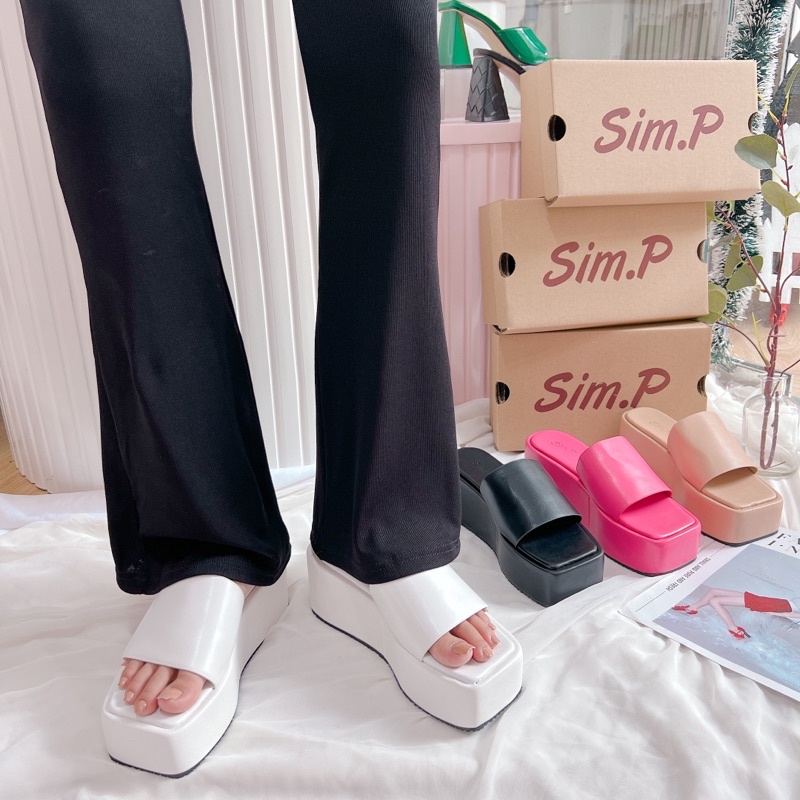 Dép bánh mì simpshoes 7cm quai ngang - xaxa