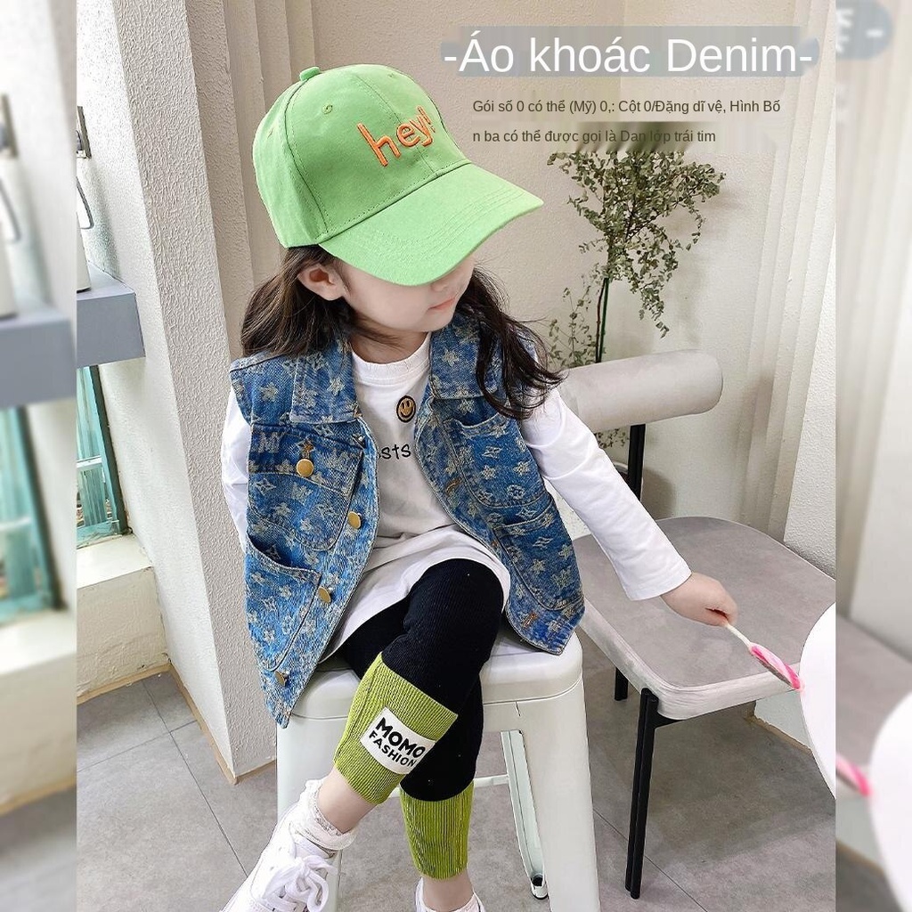 Áo khoác denim không tay thời trang xuân thu dành cho bé gái 2021