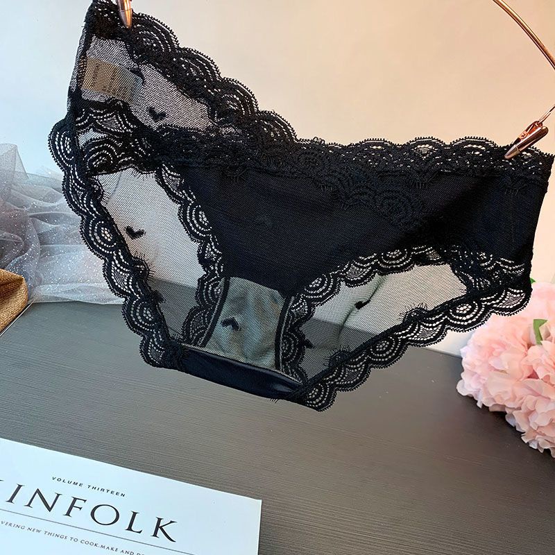Quần Lót Satin Phối Ren Lưng Thấp Thoáng Khí Quyến Rũ Cho Nữ