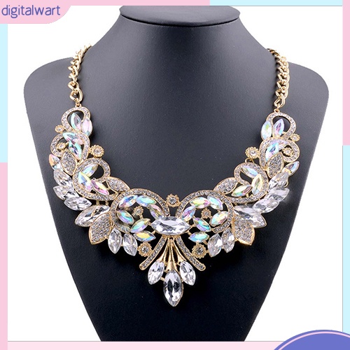 Dây chuyền hình hoa đính đá quý nhân tạo nhiều màu sắc sang trọng cá tính dành cho nữ