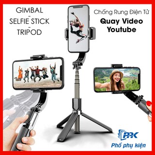 Gậy chống Rung Điện Thoại, Có Bluetooth Gimbal L08 Gậy Chụp Hình Quay Video Chống Rung Cao Cấp, Có Chân Đỡ Tự Đứng