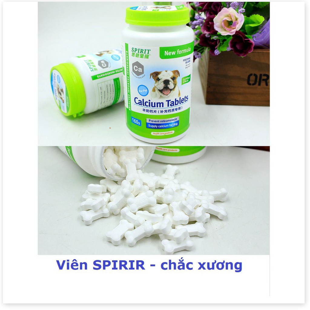 Lẻ 1 Viên dưỡng chất canxi Spirit cho chó mèo (5 loại) chắc xương dưỡng lông và chó mèo kém ăn