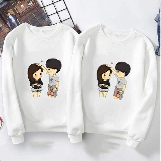 Áo Cặp Đôi Nam Nữ Tình Yêu Thu Đông Ấm Áp Đẹp Giá Rẻ Dài Bo Tay Chất Liệu Da Cá In 3D Xoa Đầu - MEO1620