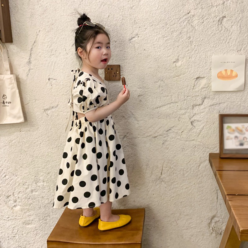 Đầm Công Chúa Chấm Bi Cho Bé Gái 3-9 Tuổi