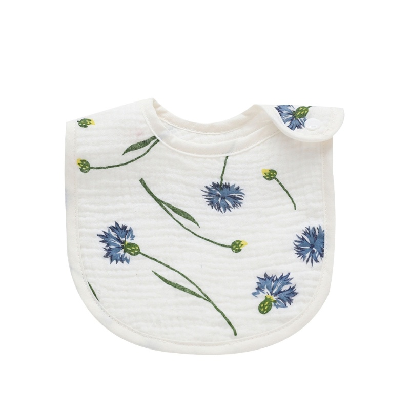 Yếm Ăn 2 Bước Bằng Vải Cotton In Hoa Thoải Mái Thân Thiện Với Da