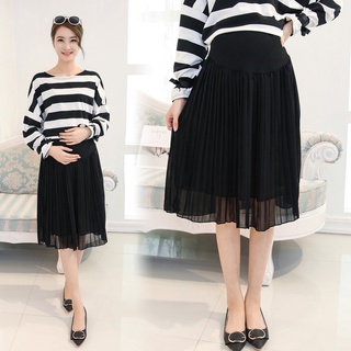  Chân váy bầu dài xếp ly 2 lớp CÓ DÂY CHỈNH phong cách Hàn Quốc thời trang cho bà bầu 