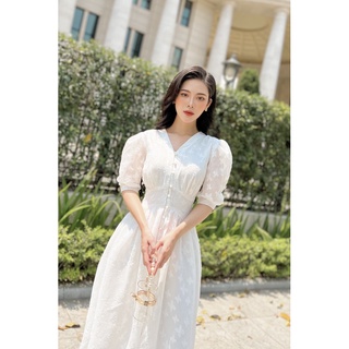Váy dài cổ V