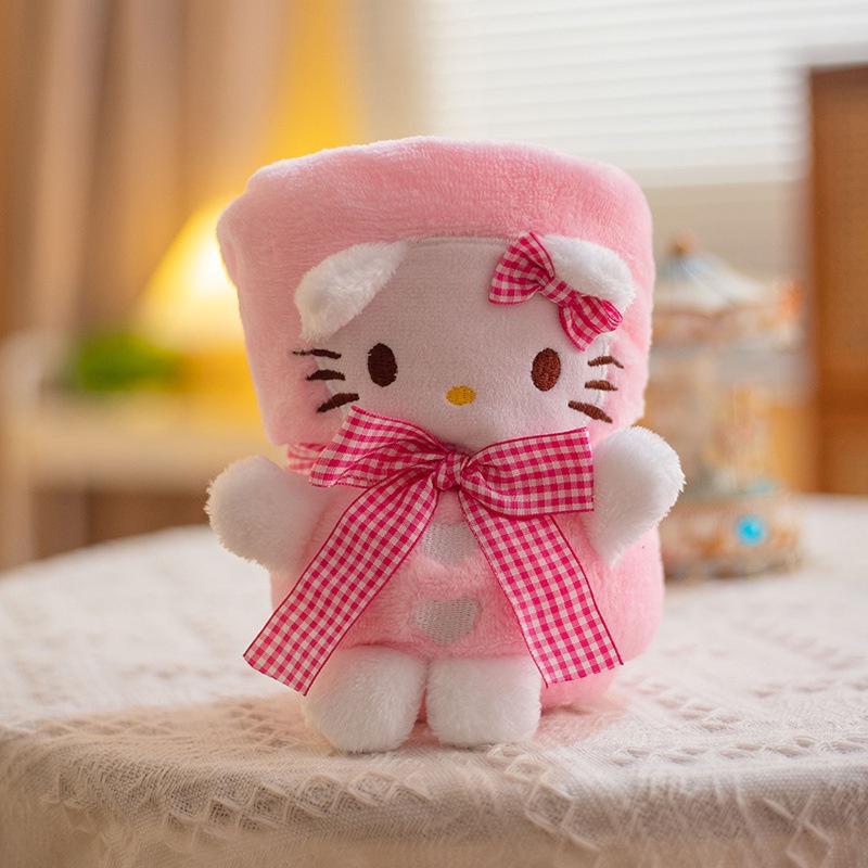 SANRIO Chăn Nỉ Mềm Mại In Hình Cinnamoroll Kuromi Hello Kitty Mymelody Purin Dễ Thương Cho Bé
