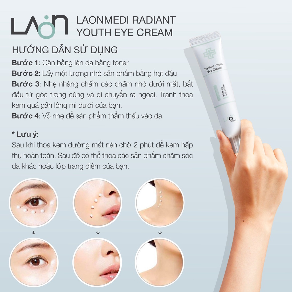 Kem Dưỡng Mắt Chống Lão Hóa, Xóa Quầng Thâm Vùng Da Mắt - LAONMEDI RADIANT YOUTH EYE CREAM 40ml Hàn Quốc