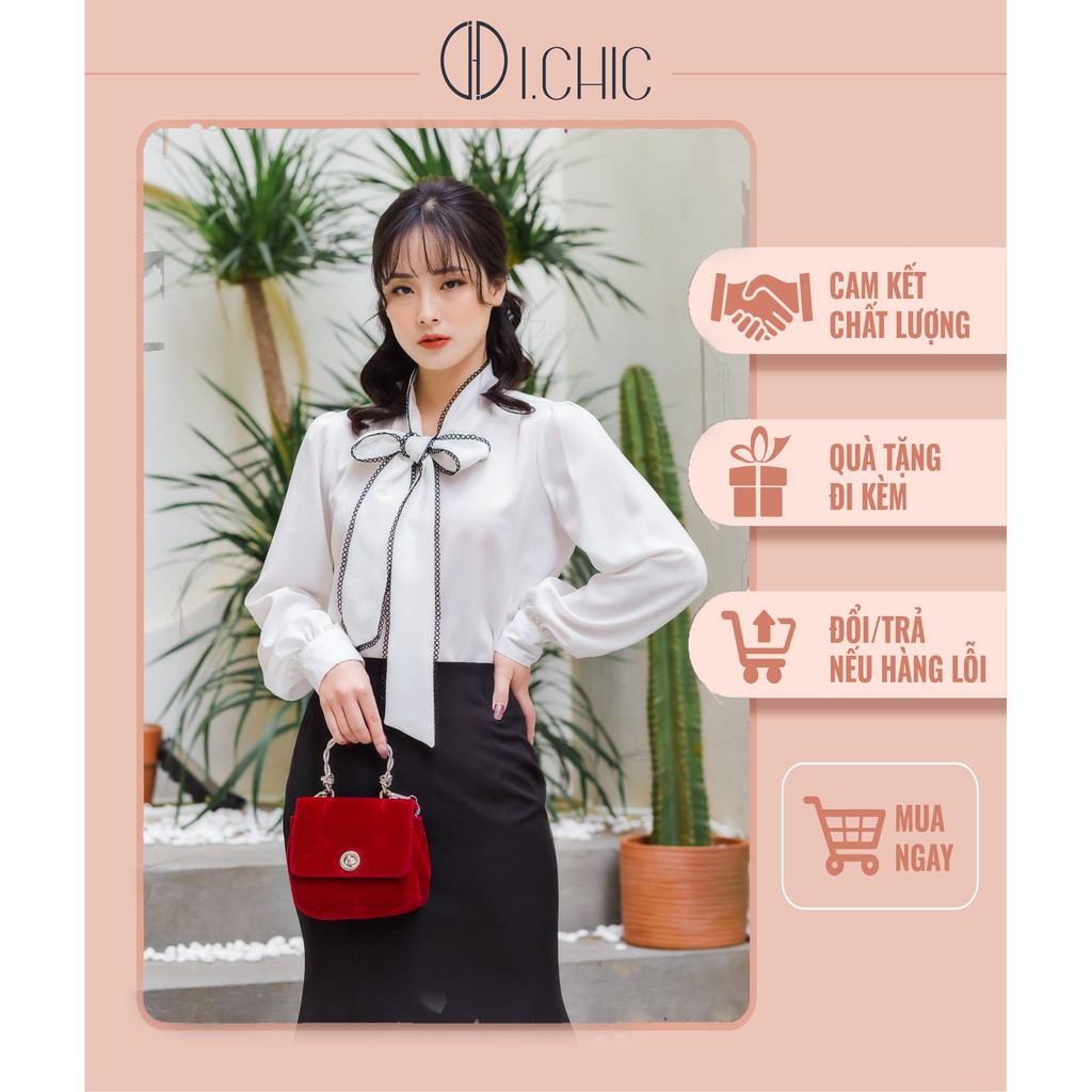 ICHIC fashion - Set Váy Đen Áo Trắng Thắt Nơ Sang Trong Hè 2021