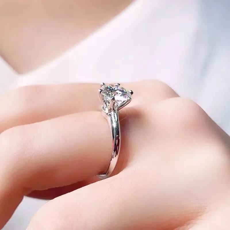 Nhẫn Moissanite chính hãng nữ kim cương vàng trắng 1-5 carat cặp đôi cầu hôn 520 món quà tặng bạn gái