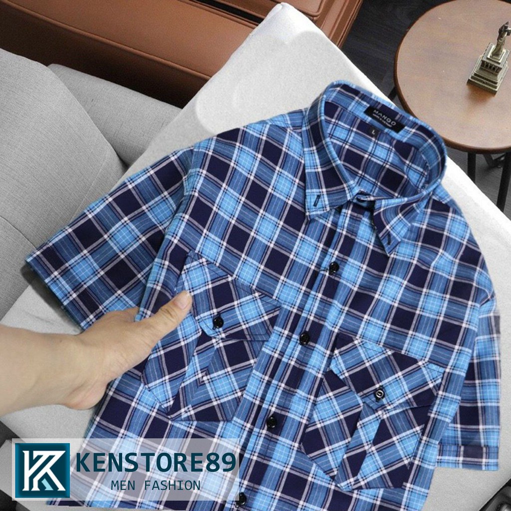 Áo sơ mi nam tay ngắn sọc caro cực đẹp KENSTORE89 ATV204