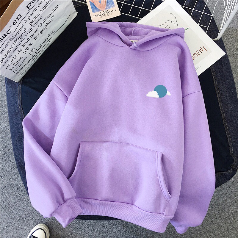 Áo Hoodie From Rộng Unisex In Hình Đám Mây Xinh Xắn , Vải Nỉ Mềm Mại Phong Cách HOT TREND BB HOODIE