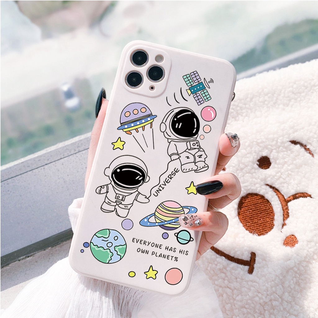 Ốp lưng iphone cạnh vuông Du hành vũ trụ 6/6s/6splus/7/7plus/8/8plus/x//xs/11/12/pro/max/plus/promax e165