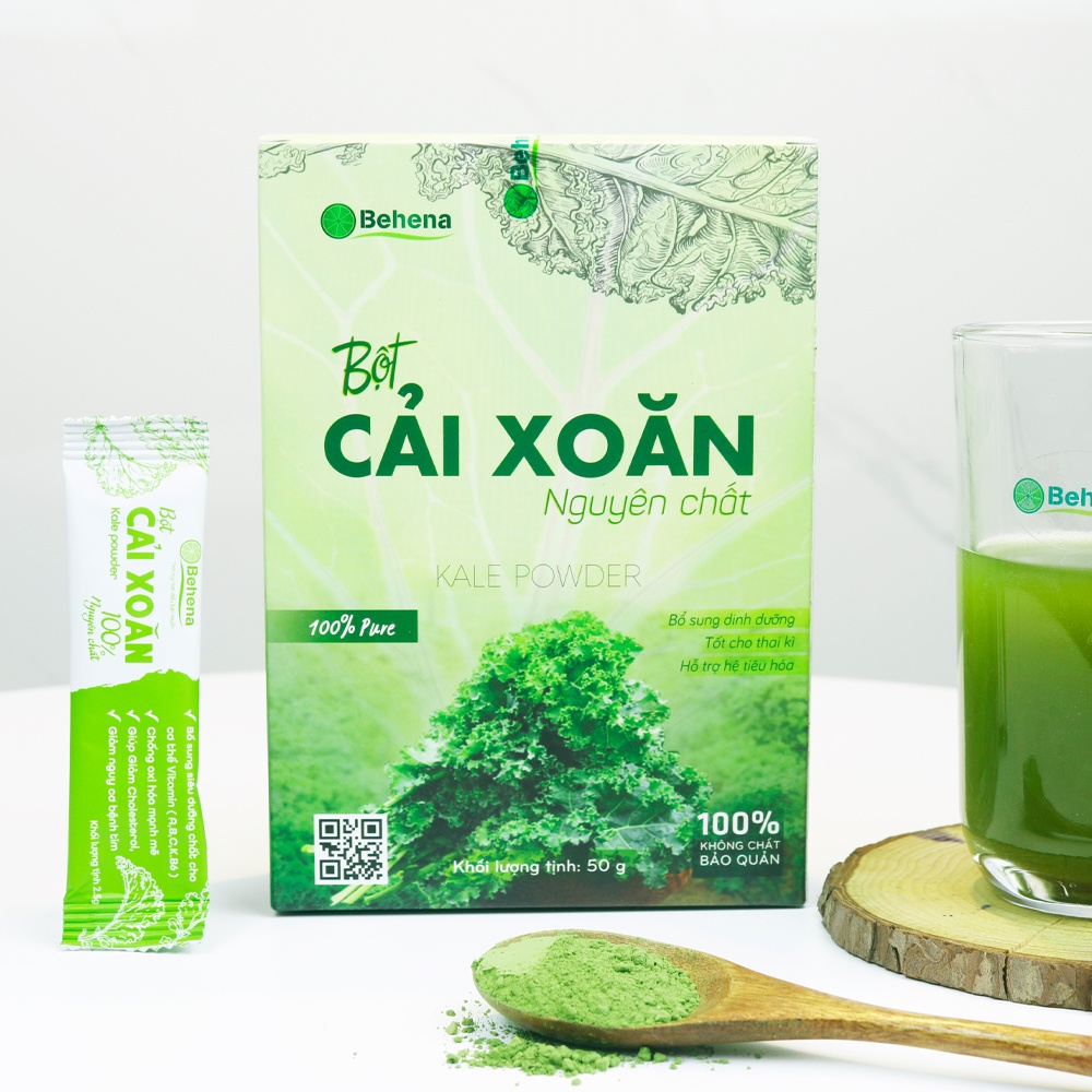 Bột Cải Xoăn Kale Behena hộp 50g nguyên chất, sấy lạnh