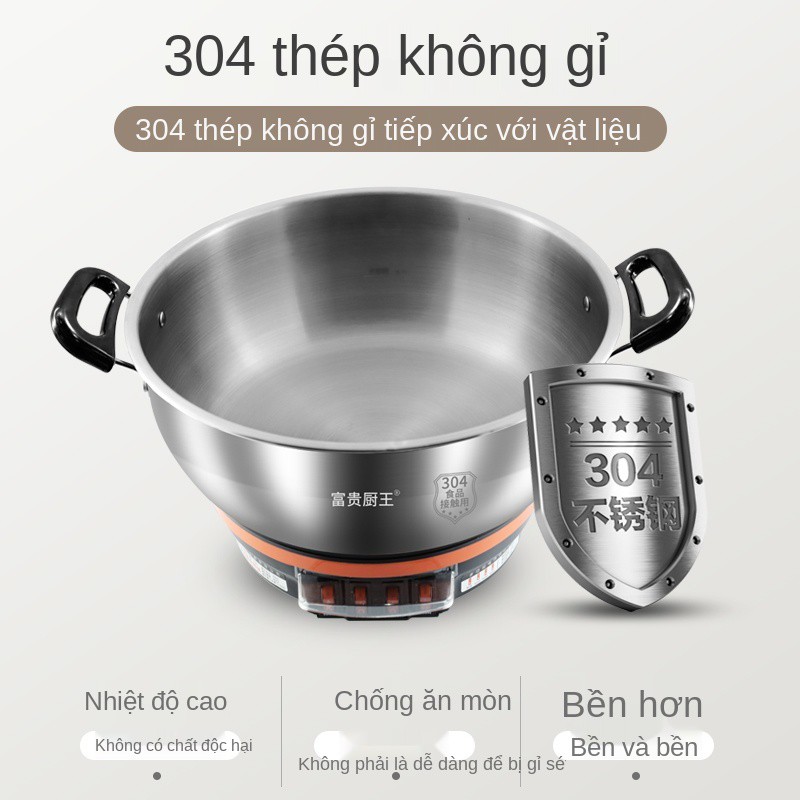 Nồi lẩu điện inox 304 gia dụng đa năng lẩu, chảo điện, hấp, xào, nấu, chiên, rán bếp tích hợp