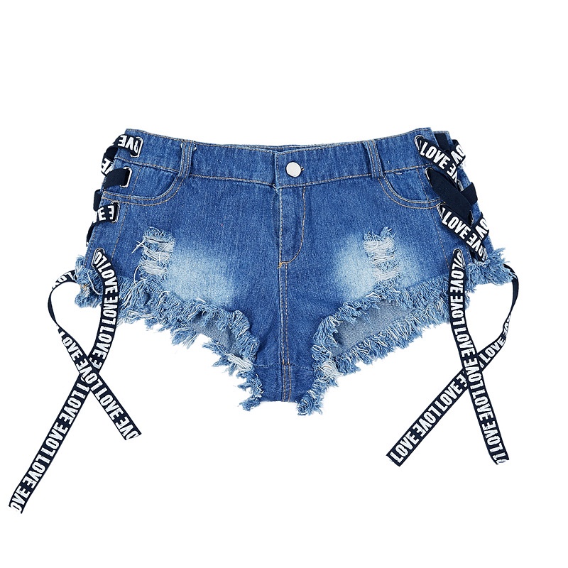 ﹉Quần short DUNEA vải denim lưng cao phong cách quyến rũ cho nữ