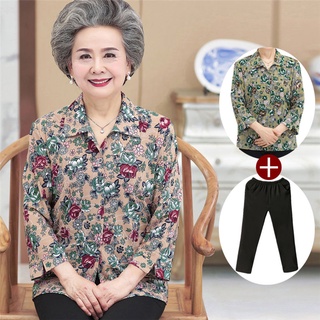 Áo sơ mi mùa xuân của bà mẹ phụ nữ trung niên và người già quần áo