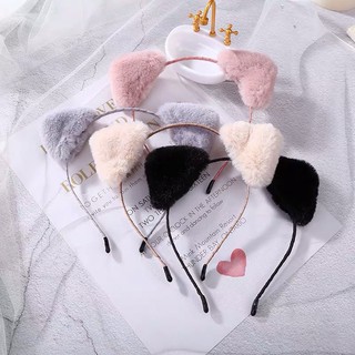 CC26 Cài cứng bờm tóc gọng kim loại băng đô cục bông tròn - tai mèo cáo lông xù siêu mịny