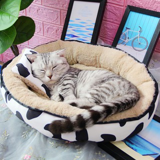 Nệm Tròn Bò Sữa Cho Thú Cưng ( Tặng kèm gối )