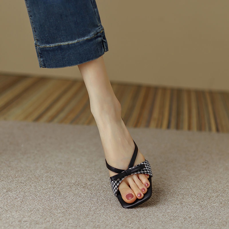 Dép Sandal Cao Gót Mũi Vuông Thời Trang Dành Cho Nữ