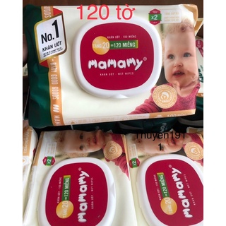 Combo 5 gói khăn ướt mamamy 120 tờ/ 100 tờ khồng mùi