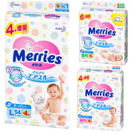 BỈM MERRIES NỘI ĐỊA NHẬT CỘNG MIẾNG ĐỦ SIZE NB96/S88/M68 dán/M64 quần